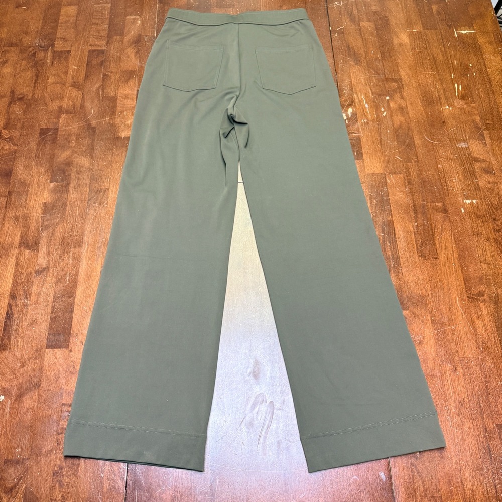 Halara Daystretch Wide Leg Pants Women M Tall Green High Waisted Button Detail - Picture 9 of 10